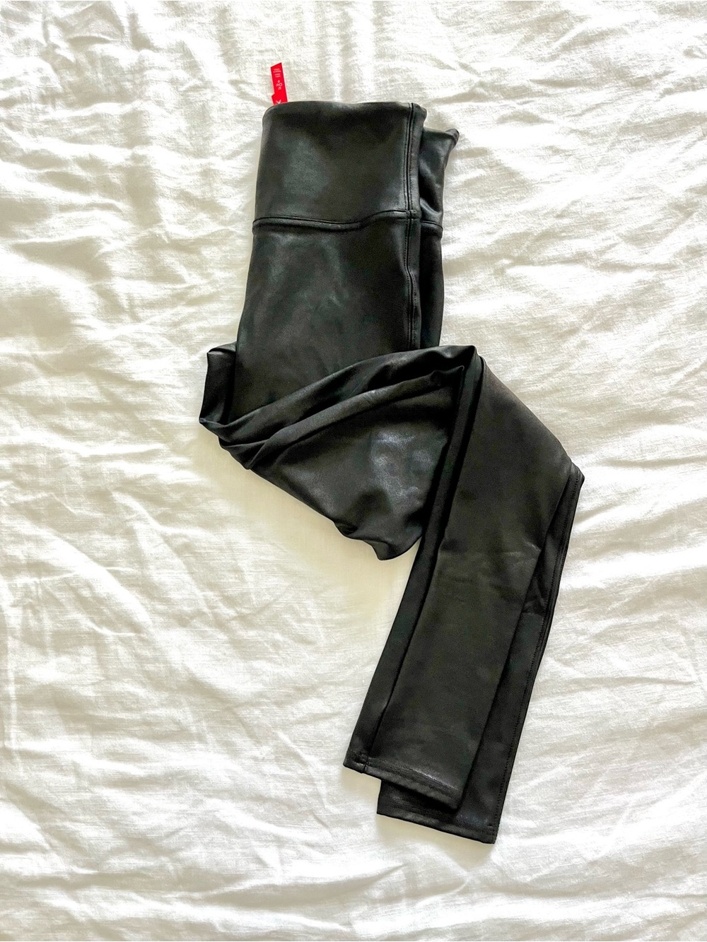 SPANX Womens Faux-Leather Leggings - Black